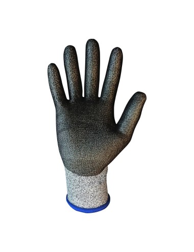 Guante de poliéster / elastano palma poliuretano, resistente al corte, t-7