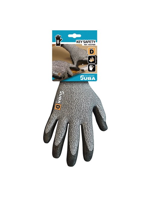 Guante de poliéster / elastano palma poliuretano, resistente al corte, t-7