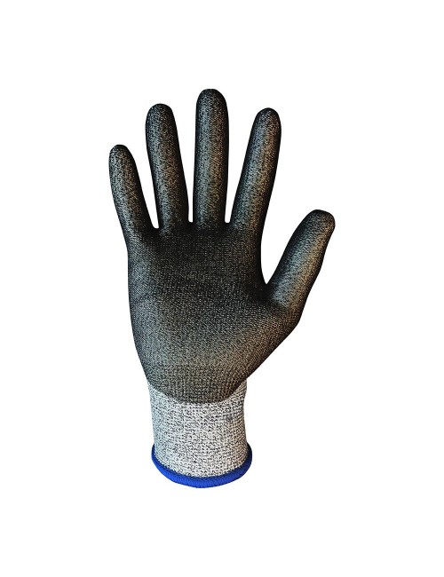 Guante de poliéster / elastano palma poliuretano, resistente al corte t-9