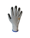 Guante de poliéster / elastano palma poliuretano, resistente al corte t-10