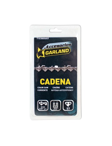 Cadena de motosierra para espada 16 pulg / 40 cm, 57 eslabones, 3/8 pulg b.p., espesor 0,050 pulg / 1,3 mm