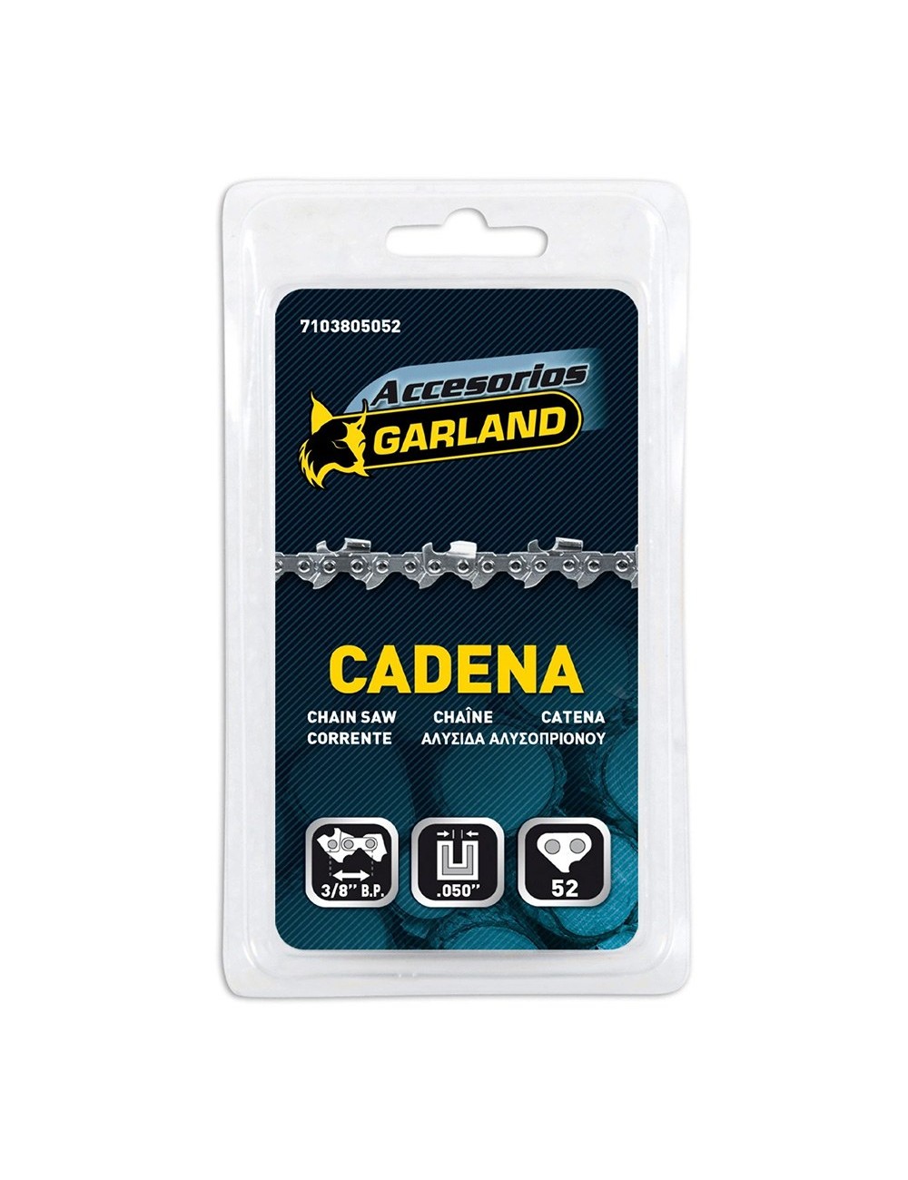 Cadena de motosierra para espada 14 pulg / 35 cm, 52 eslabones, 3/8 pulg b.p., espesor 0,050 pulg / 1,3 mm