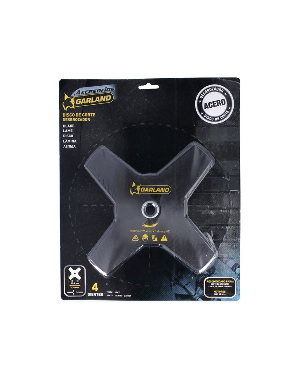 Disco de corte para desbrozadora, 4 dientes, ø230 x 1,4 x 25,4 mm