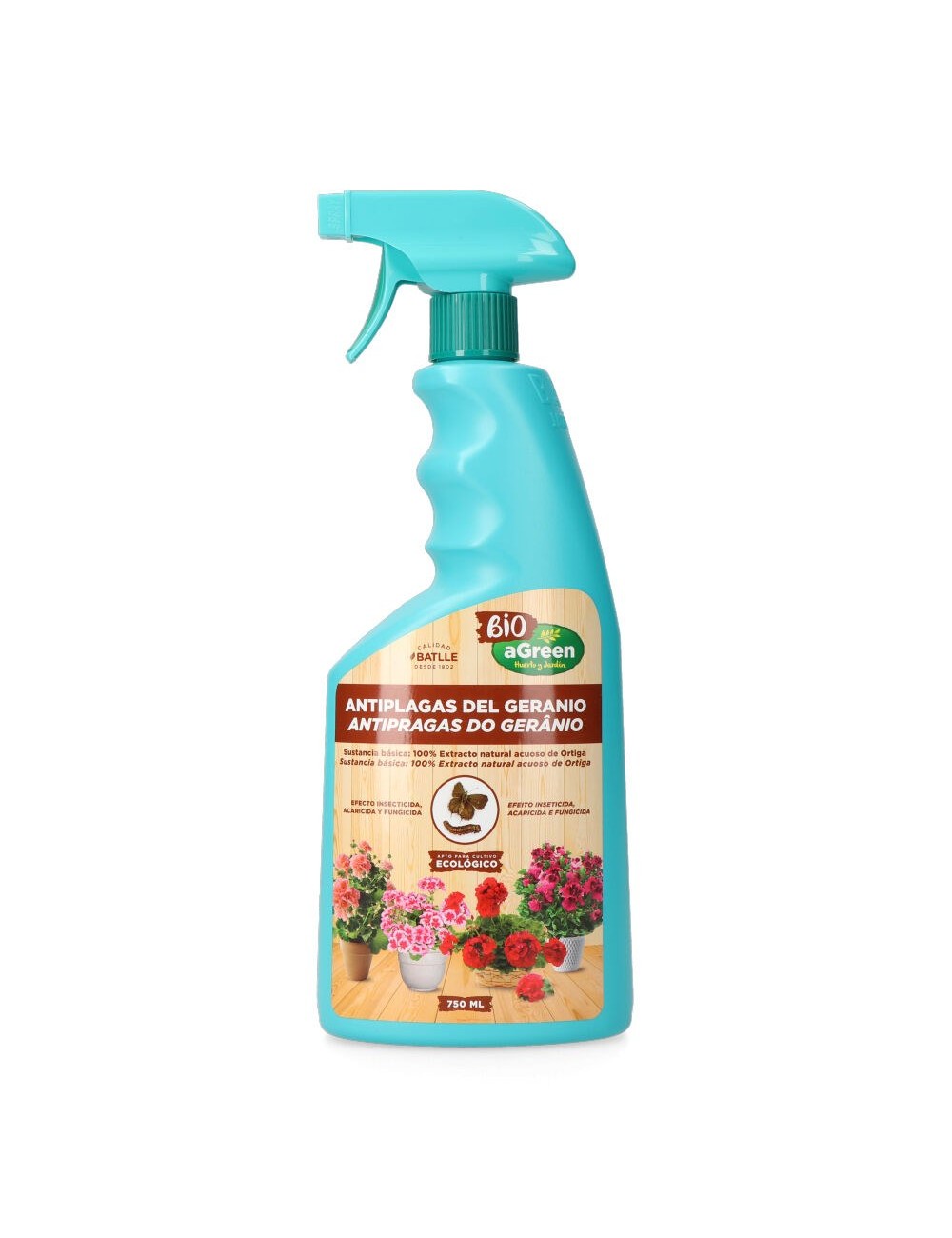 Antiplagas eco para geranios, pistola pulverizadora, 750 ml