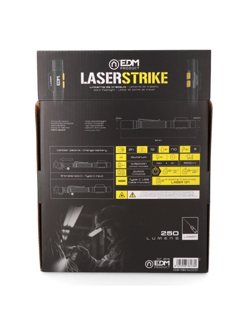 Linterna led/puntero laserstrike, tipo pluma, recargable, 250 lm