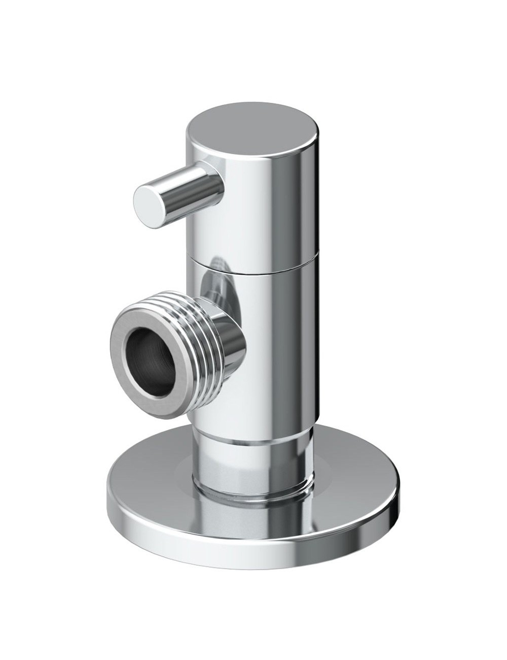 Válvula escuadra modelo deco con mando redondo, silver, ½ x 3/8 pulg