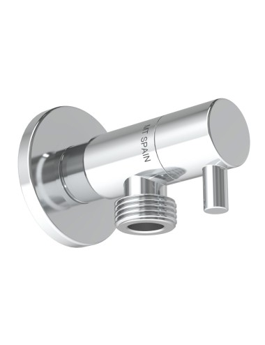 Válvula escuadra modelo deco con mando redondo, silver, ½ x ½ pulg