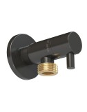 Válvula escuadra modelo deco con mando redondo, negro, ½ x 3/8 pulg