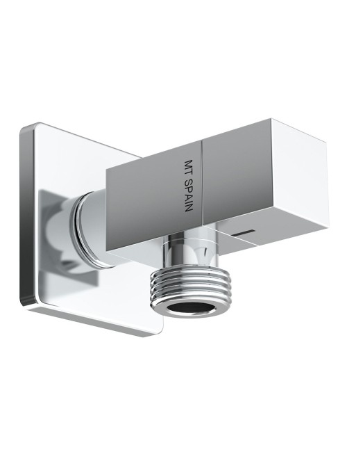 Válvula escuadra modelo deco con mando cuadrado, silver, ½ x ½ pulg