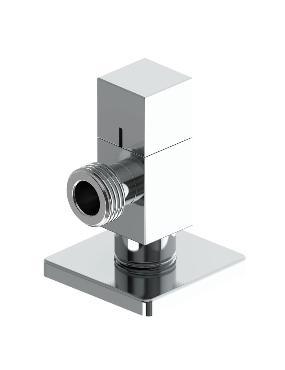 Válvula escuadra modelo deco con mando cuadrado, silver, ½ x ½ pulg