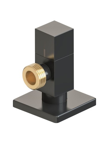 Válvula escuadra modelo deco con mando cuadrado, negro, ½ x ½ pulg