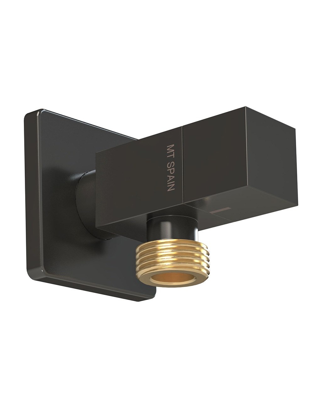 Válvula escuadra modelo deco con mando cuadrado, negro, ½ x 3/8 pulg