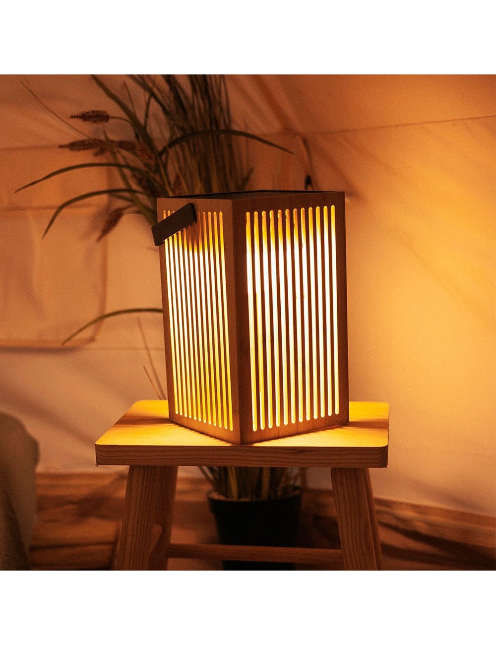 Farol solar de mano okinawa, con bombilla recargable, 14 x 14 x 24 cm