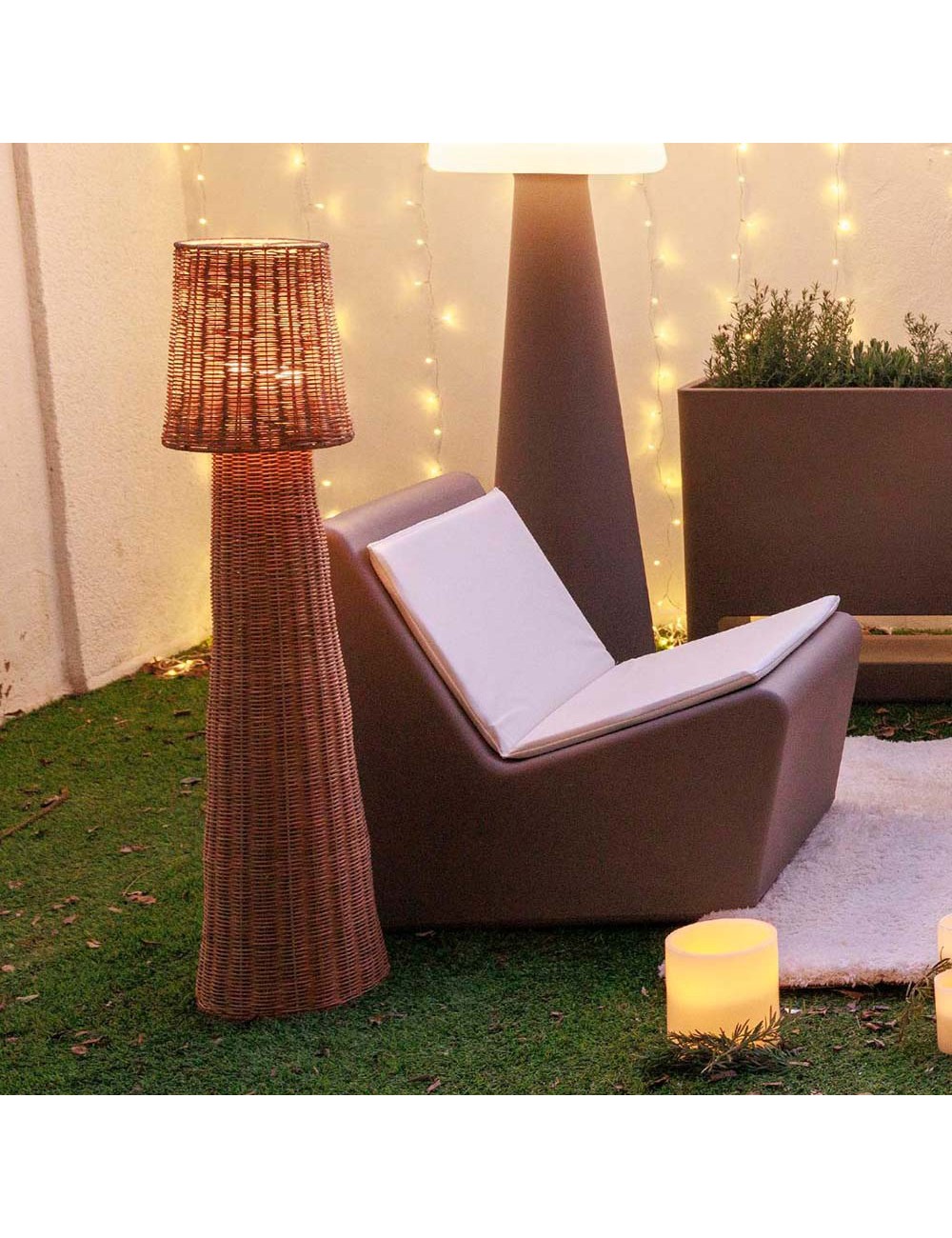 Lámpara de pie lola 110 nature con bombilla recargable ip54, ø25 x 109 cm