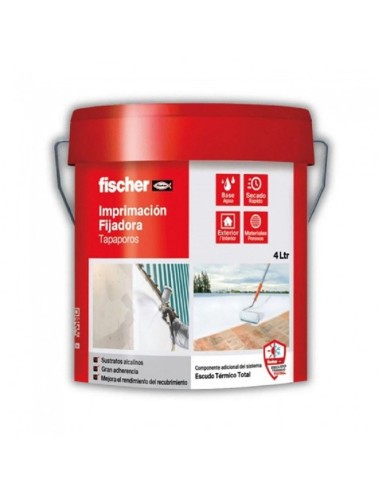 Imprimación fijadora blanca tapaporos, base agua, para interiores y exteriores, 4 l