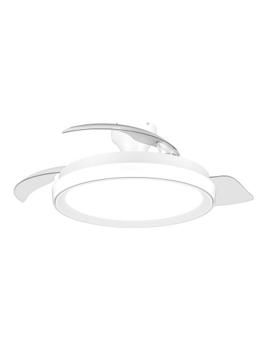 Ventilador de techo con aspas retráctiles, led 3 cct, dc 28 w + 35 w, modelo bliss, blanco, ø106 cm