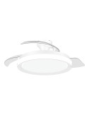 Ventilador de techo con aspas retráctiles, led 3 cct, motor dc 28 w + led 35 w, modelo bliss, blanco / estrellado, ø106 cm