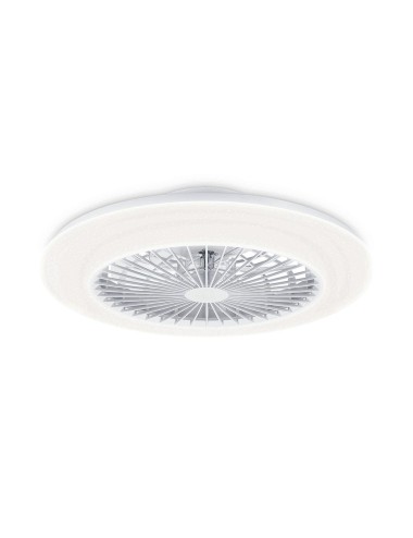 Ventilador de techo, led 3cct, dc 20 w + 42 w, modelo amigo, blanco con difusor efecto estrellado, ø48,5 cm