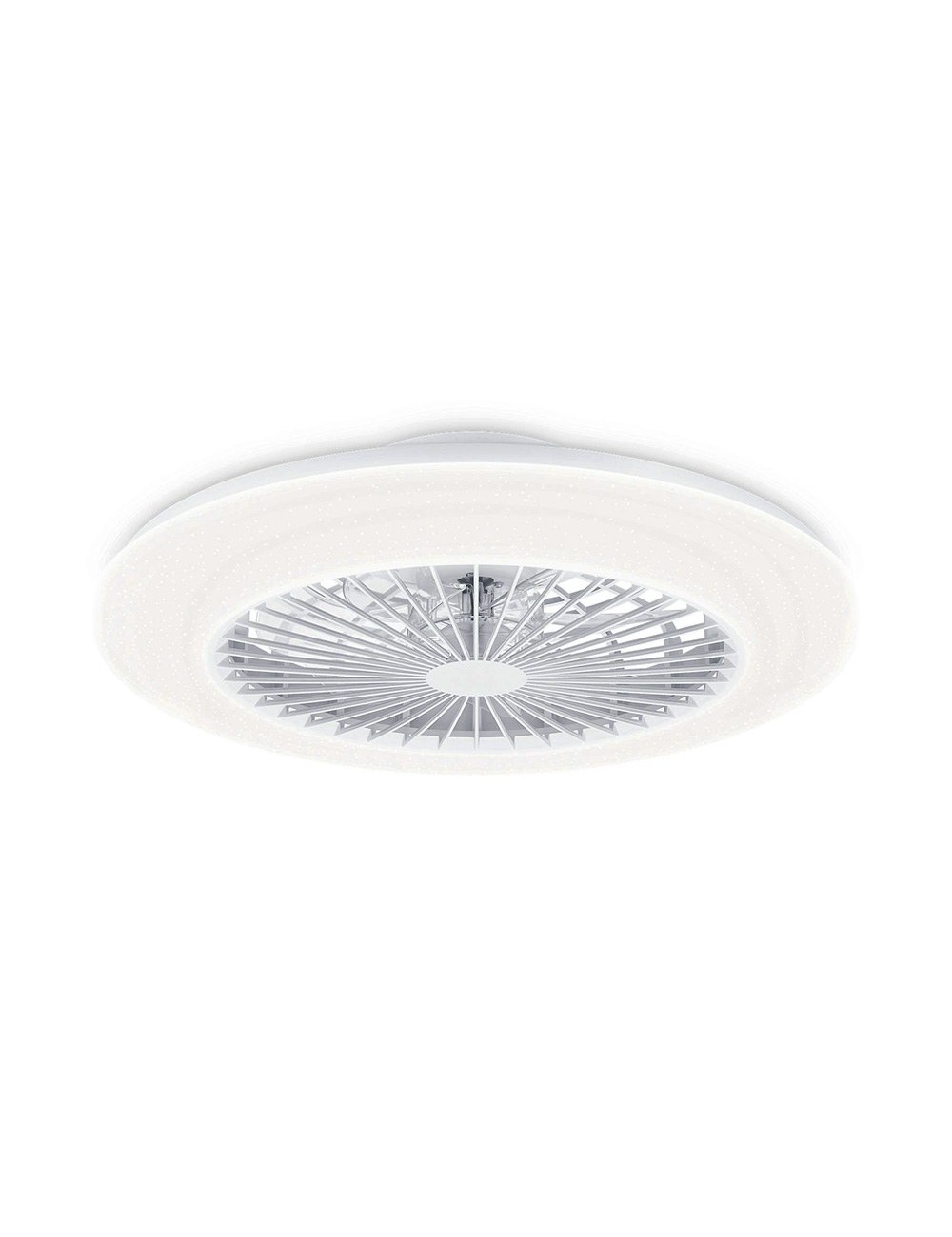 Ventilador de techo, led 3 cct, motor dc 25 w + led 60 w, modelo amigo, blanco con difusor efecto estrellado, ø57,5 cm