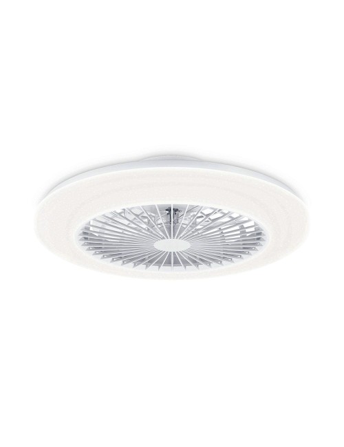 Ventilador de techo, led 3 cct, motor dc 25 w + led 60 w, modelo amigo, blanco con difusor efecto estrellado, ø57,5 cm