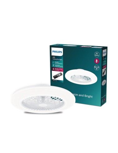 Ventilador de techo, led 3 cct, motor dc 25 w + led 60 w, modelo amigo, blanco con difusor efecto estrellado, ø57,5 cm