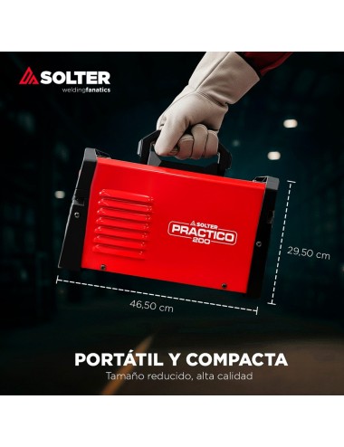Equipo soldador, inverter, practico 200 ld 32a, 33 x 13 x 20 cm