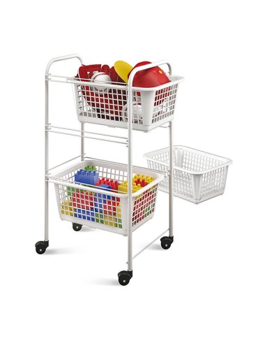 Carrito multiuso con 3 cestos, san diego, blanco, 30 x 38 x 68 cm