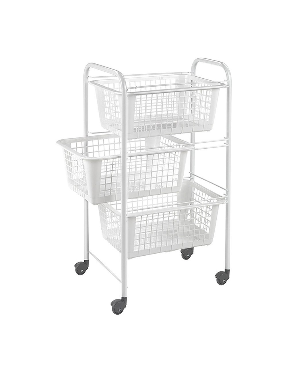 Carrito multiuso con 3 cestos, san diego, blanco, 30 x 38 x 68 cm
