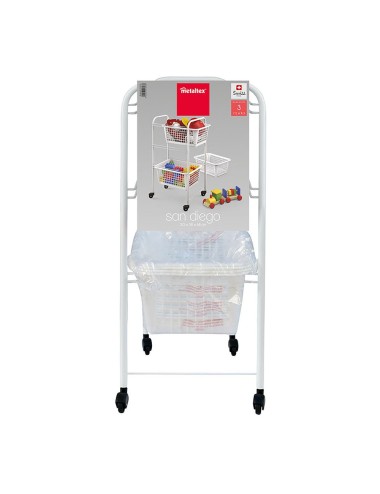 Carrito multiuso con 3 cestos, san diego, blanco, 30 x 38 x 68 cm