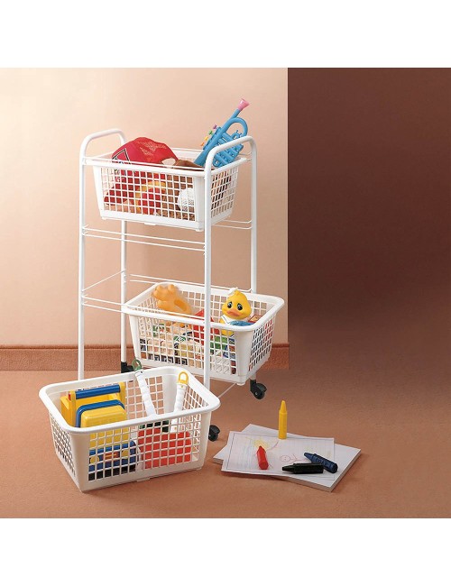 Carrito multiuso con 3 cestos, san diego, blanco, 30 x 38 x 68 cm