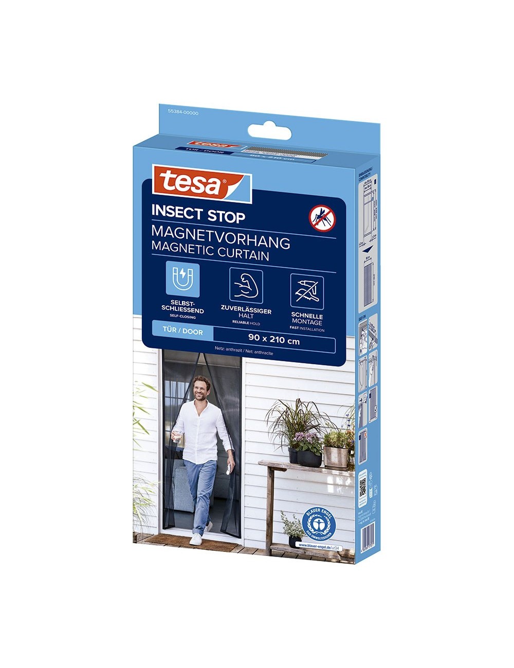 Mosquitera cortina magnética con cierre automático, antracita, 90 x 210 cm