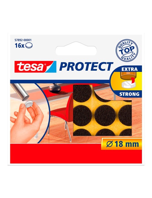 Fieltro antirasguño marrón ø18 mm, 16 uds