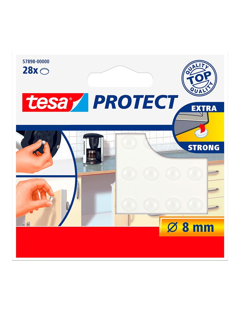 Gota autoadhesiva protectora transparete ø8 mm, 28 uds