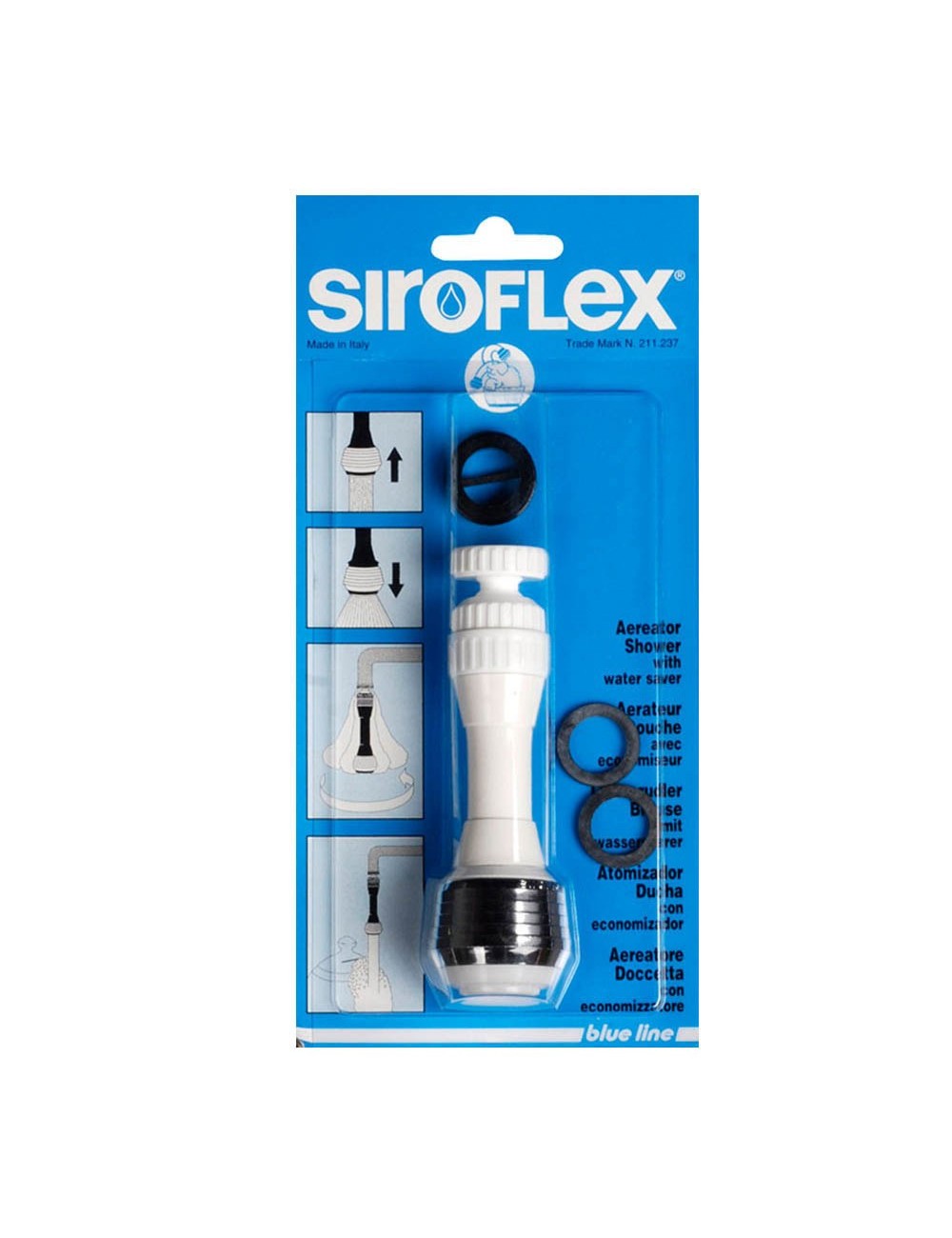 Atomizador-ducha con economizador, blanco y cromado, blue line, 11 cm