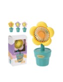 Ventilador de sobremesa, recargable, 3 w, con forma de flor, colores surtidos, 8 x 6 x 15,5 cm