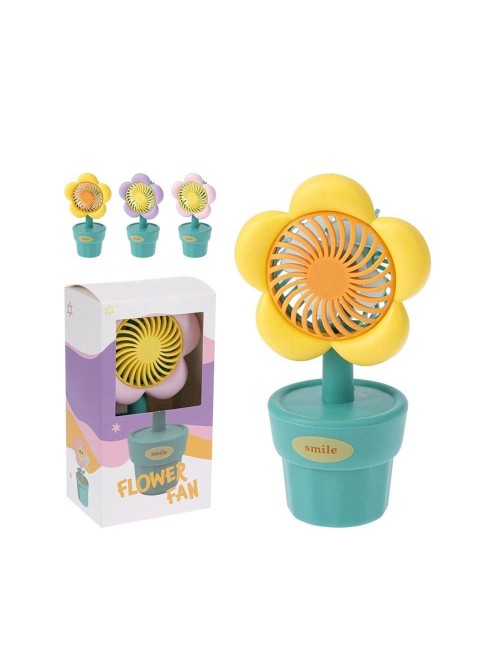 Ventilador de sobremesa, recargable, 3 w, con forma de flor, colores surtidos, 8 x 6 x 15,5 cm