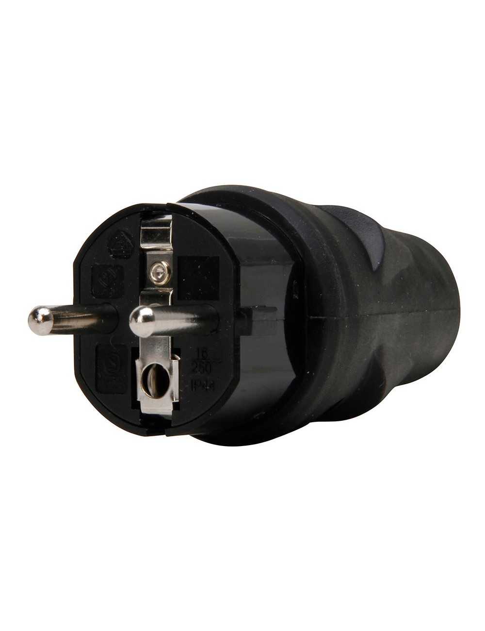 Clavija 2p+t 16a 250 v, ip20, negra, máx. 3 x 1,5 mm