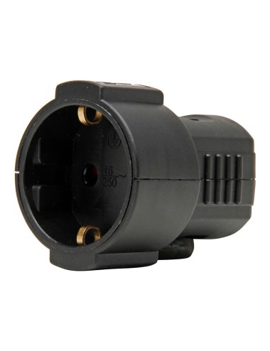 Base aérea 16a 250 v, ip20, negra, máx. 3 x 1,5 mm