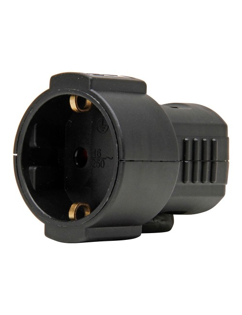 Base aérea 16a 250 v, ip20, negra, máx. 3 x 1,5 mm