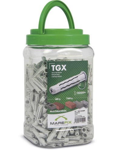 Taco nylon 4 expansiones, gl, ø8 x 40 mm, bote 500 uds