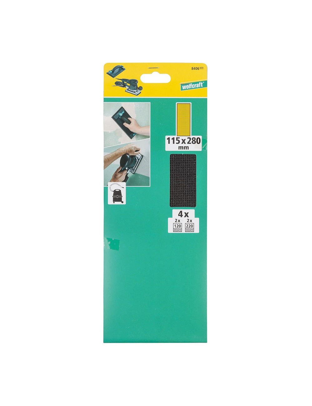Hojas de lija 115 x 280 mm, 2 x grano 120 + 2 x grano 220