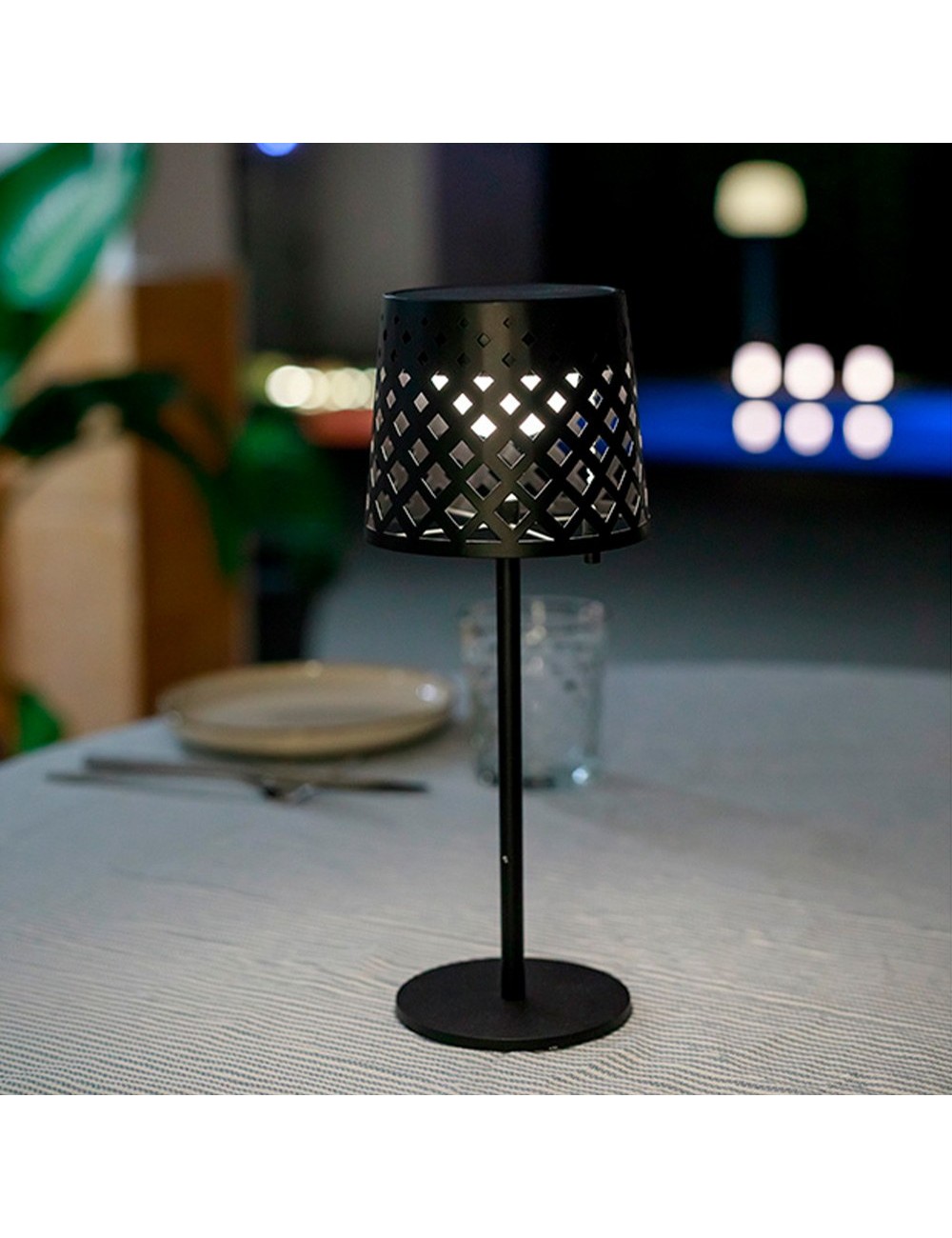 Lámpara solar de sobremesa negra gretita, ø12 x 30 cm