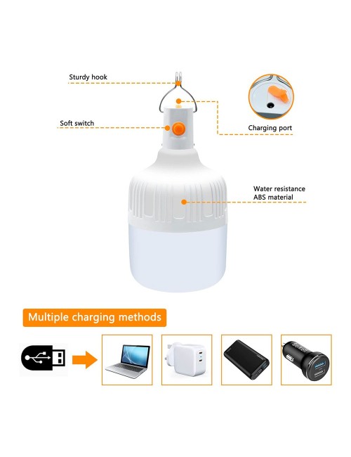 Bombilla led portátil recargable, blanca, 500 im, lp44, 2 uds