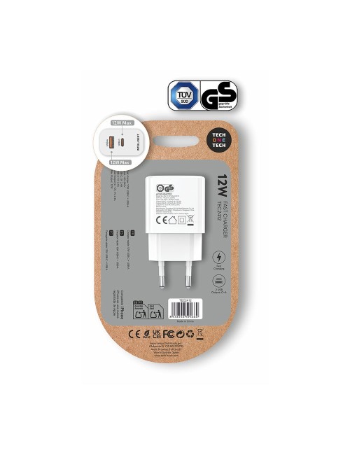Cargador usb-c + usb-a, 12 w, blanco