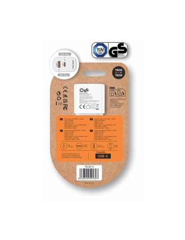 Cargador usb-c + usb-a, 12 w, blanco + cable usb-c de 1 m