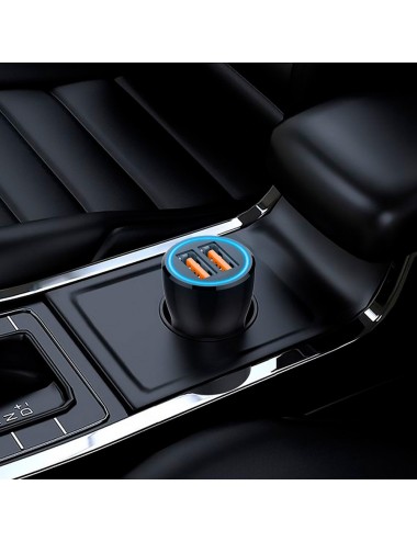Cargador mechero coche 2 x usb-a, 12 w, negro + cable usb-c de 1 m