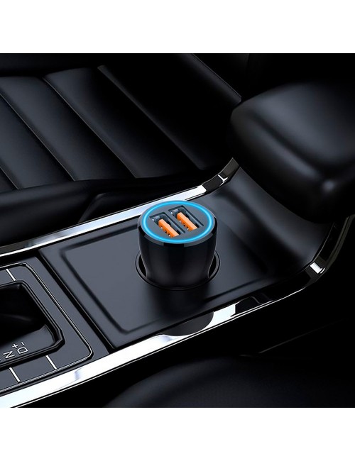 Cargador mechero coche 2 x usb-a, 12 w, negro + cable usb-c de 1 m