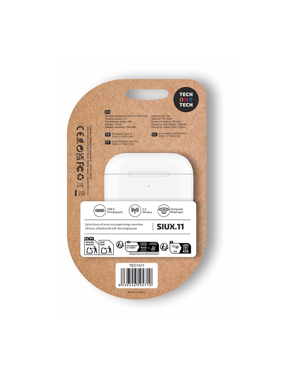 Auriculares inalámbricos bluetooth siux.11, tws 3, 6 h, blancos