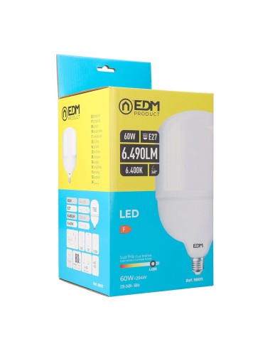 Bombilla industrial led, t160, e27, 60 w 6490 lm, 6400 k, luz fría, 220-240 v~ ø160 x 264 mm