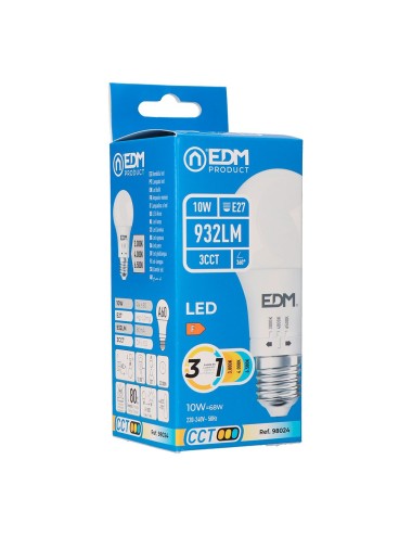 Bombilla standard led a60 e27, 10 w, 932 lm, 3cct, ø60 x 116 mm